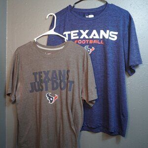 NFL Nike Mens Grey Blue Bundle (2) Houston Texans Football Shirts Size Large